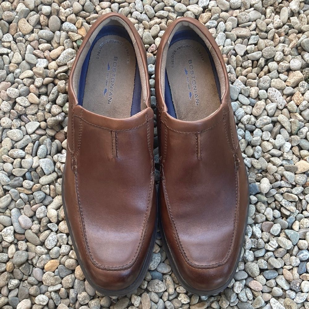Mens Bostonian Leather Brown Dress Slip On Shoes Size 11.5